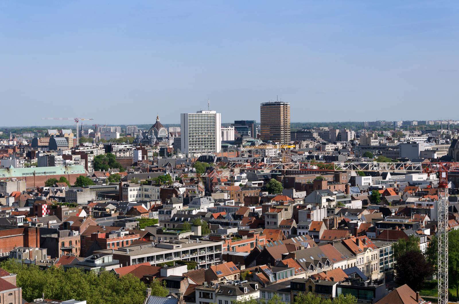 Aerial view of Antwerp city, Belgium. viewed from Museum aan de Stroom