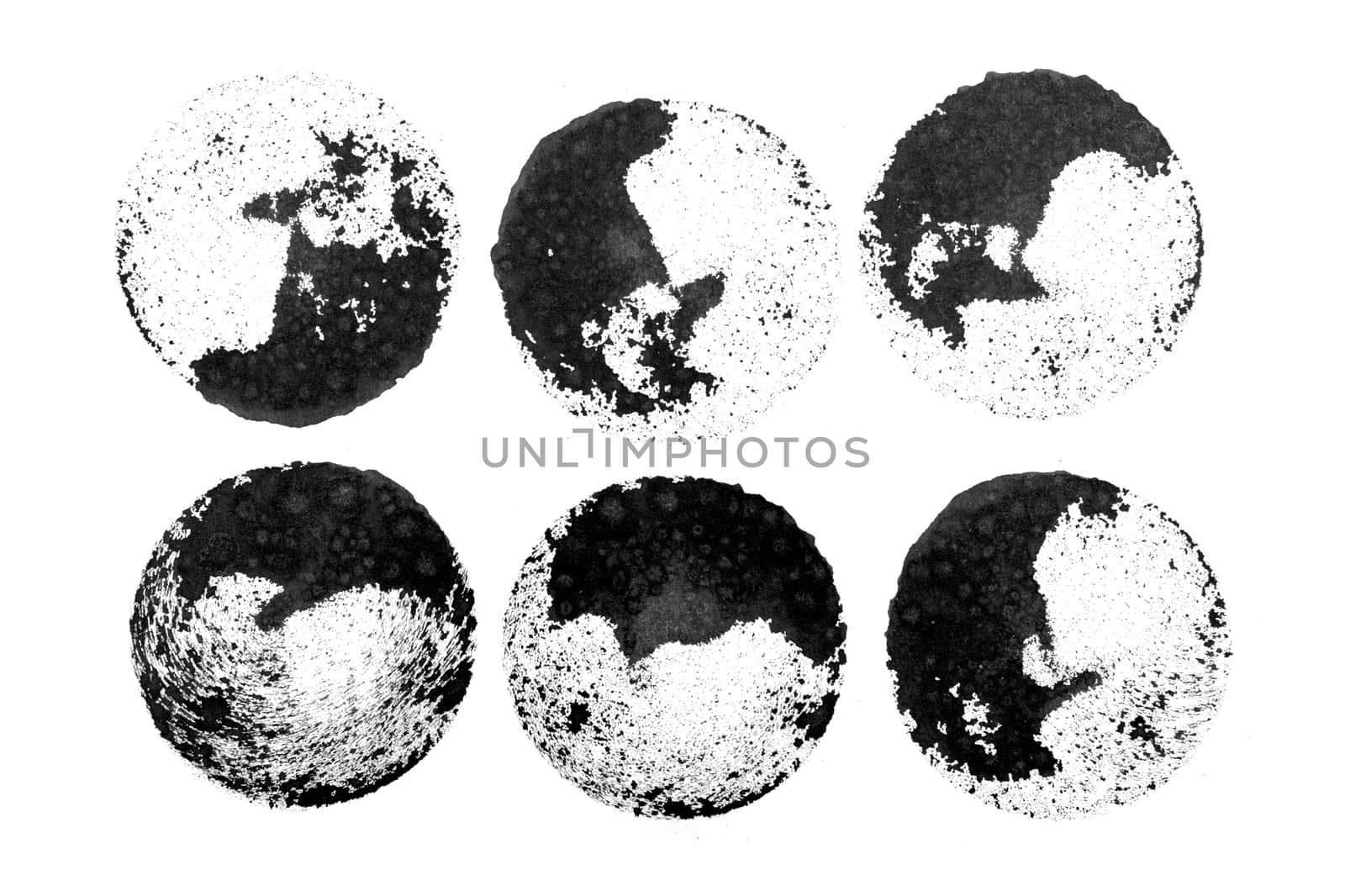 Beautiful watercolor black design elements isolated on white background