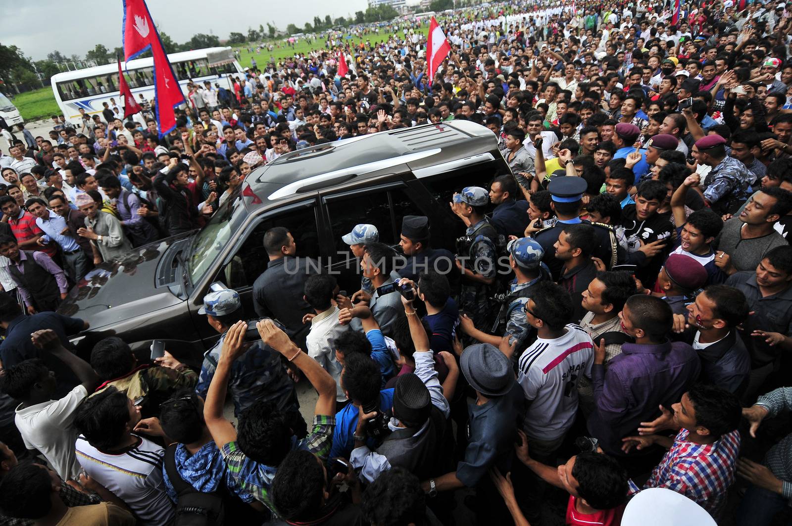 NEPAL, Kathmandu: Celebrations continued in Kathmandu, Nepal on September 21, 2015, one day after the government unveiled the country's first democratic constitution in a historic step. Out of the 598 members of the Constituent Assembly, 507 voted for the new constitution, 25 voted against, and 66 abstained in a vote on September 16, 2015. The event was marked with fireworks and festivities, but also with protests organized by parties of the Tharu and Madhesi ethnic communities.Photos taken by Newzulu contributor Narayan Maharjan show the Nepalese people donning traditional garb and celebrating with folk music and dancing.