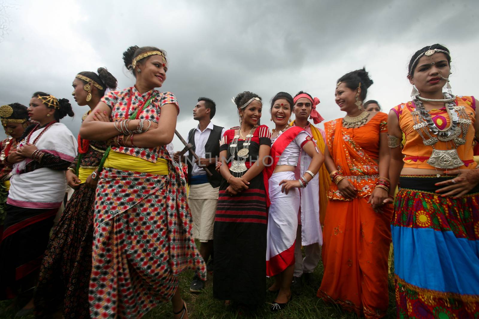 NEPAL, Kathmandu: Women attend celebrations in Kathmandu, Nepal on September 21, 2015, one day after the government unveiled the country's first democratic constitution in a historic step. Out of the 598 members of the Constituent Assembly, 507 voted for the new constitution, 25 voted against, and 66 abstained in a vote on September 16, 2015. The event was marked with fireworks and festivities, but also with protests organized by parties of the Tharu and Madhesi ethnic communities.Photos taken by Newzulu contributor Dinesh Shrestha show the Nepalese people donning traditional garb and celebrating with folk music and dancing.
