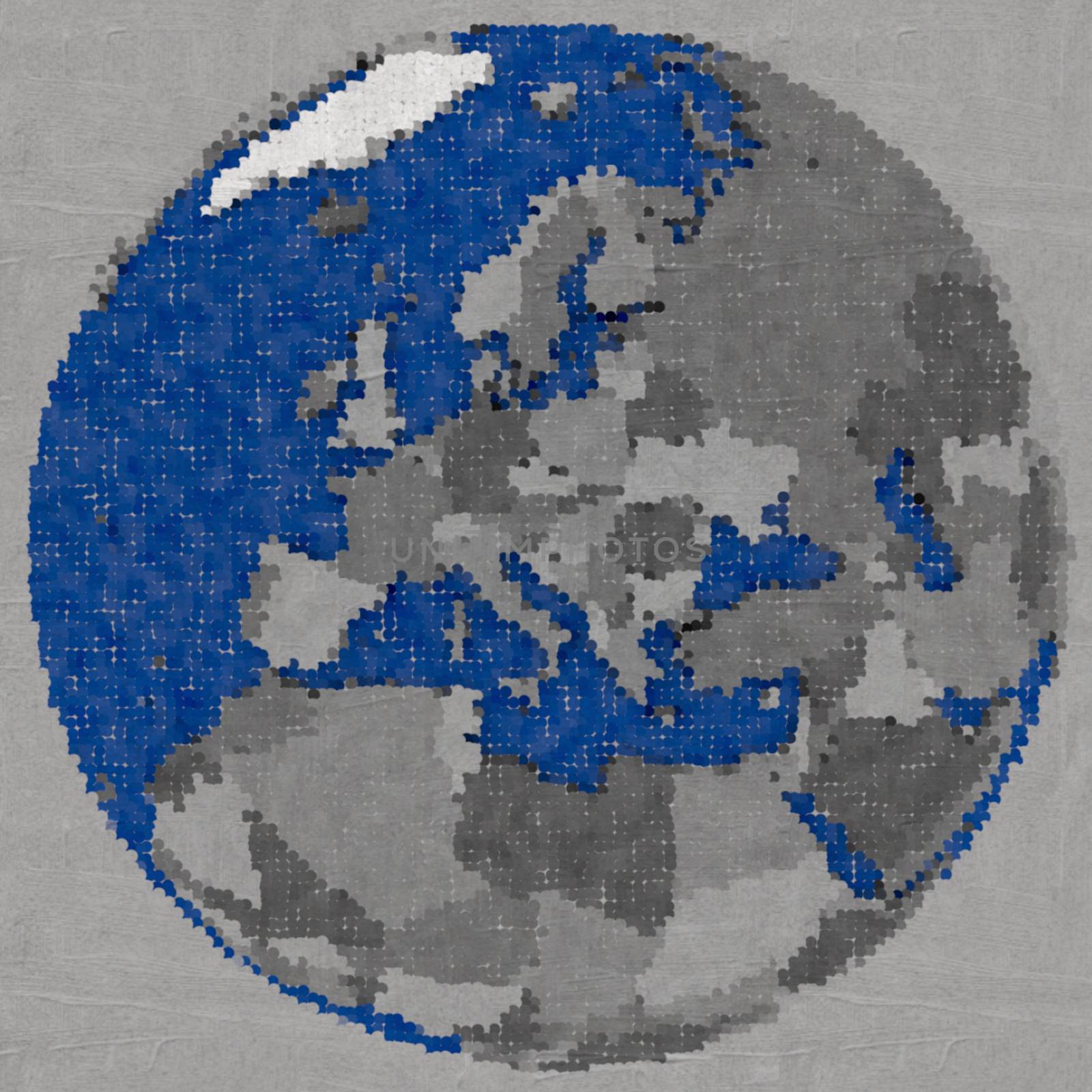 Drawing of Europe on globe, dotted illustration