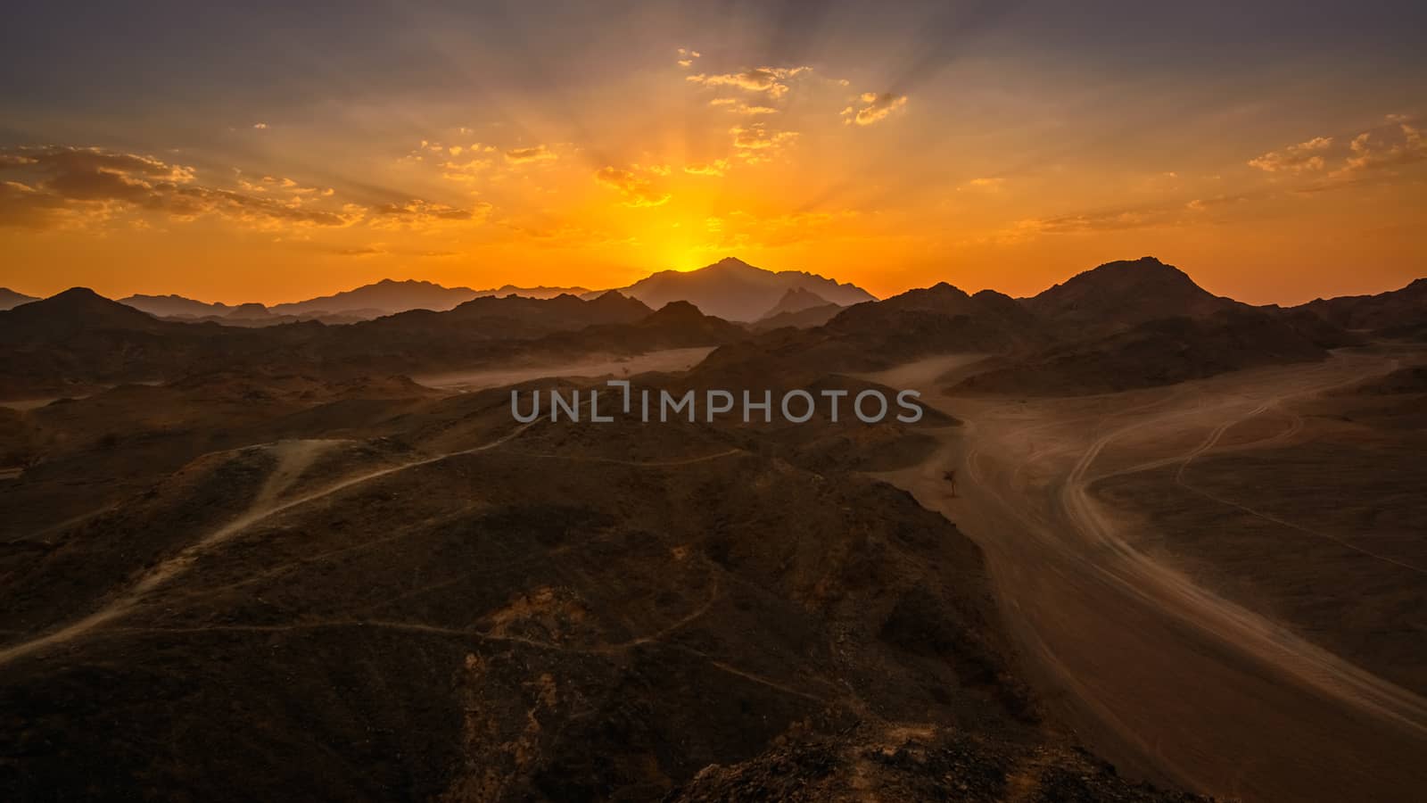 In the picture the Egyptian desert rocks at sunset.