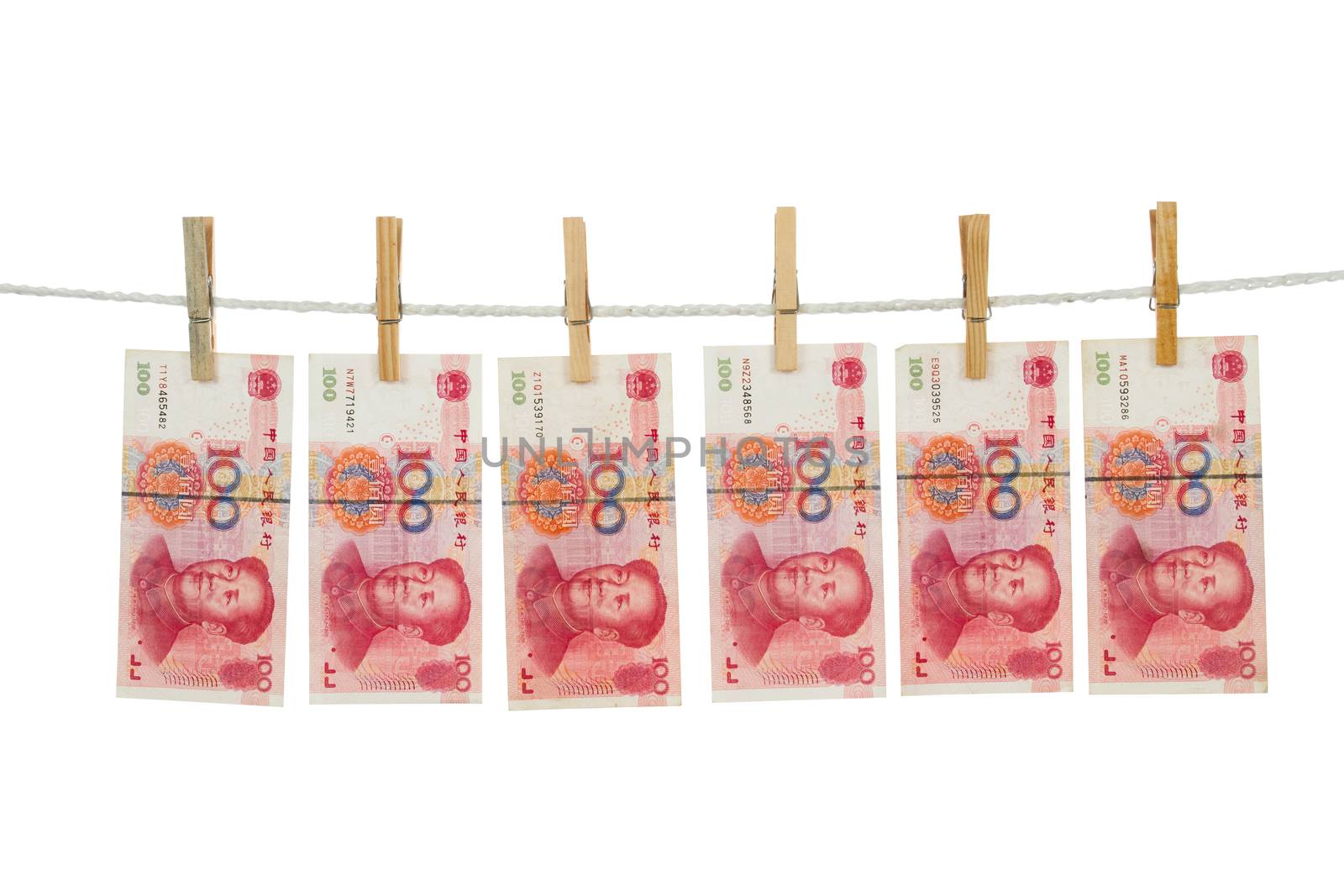 China Currency on Clothesline by kiankhoon