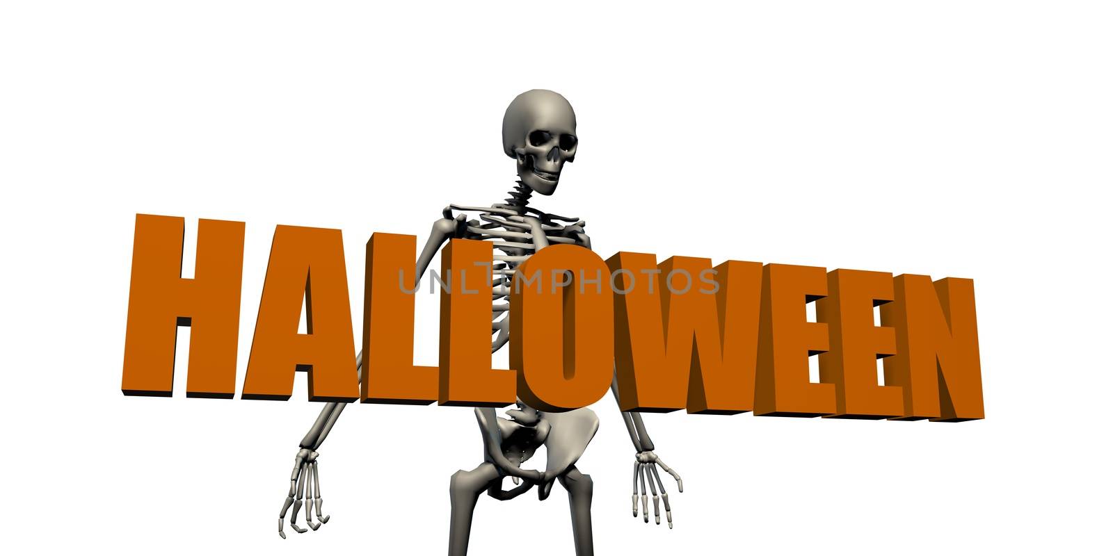 Skeletons Dancing Over a Halloween Sign Template