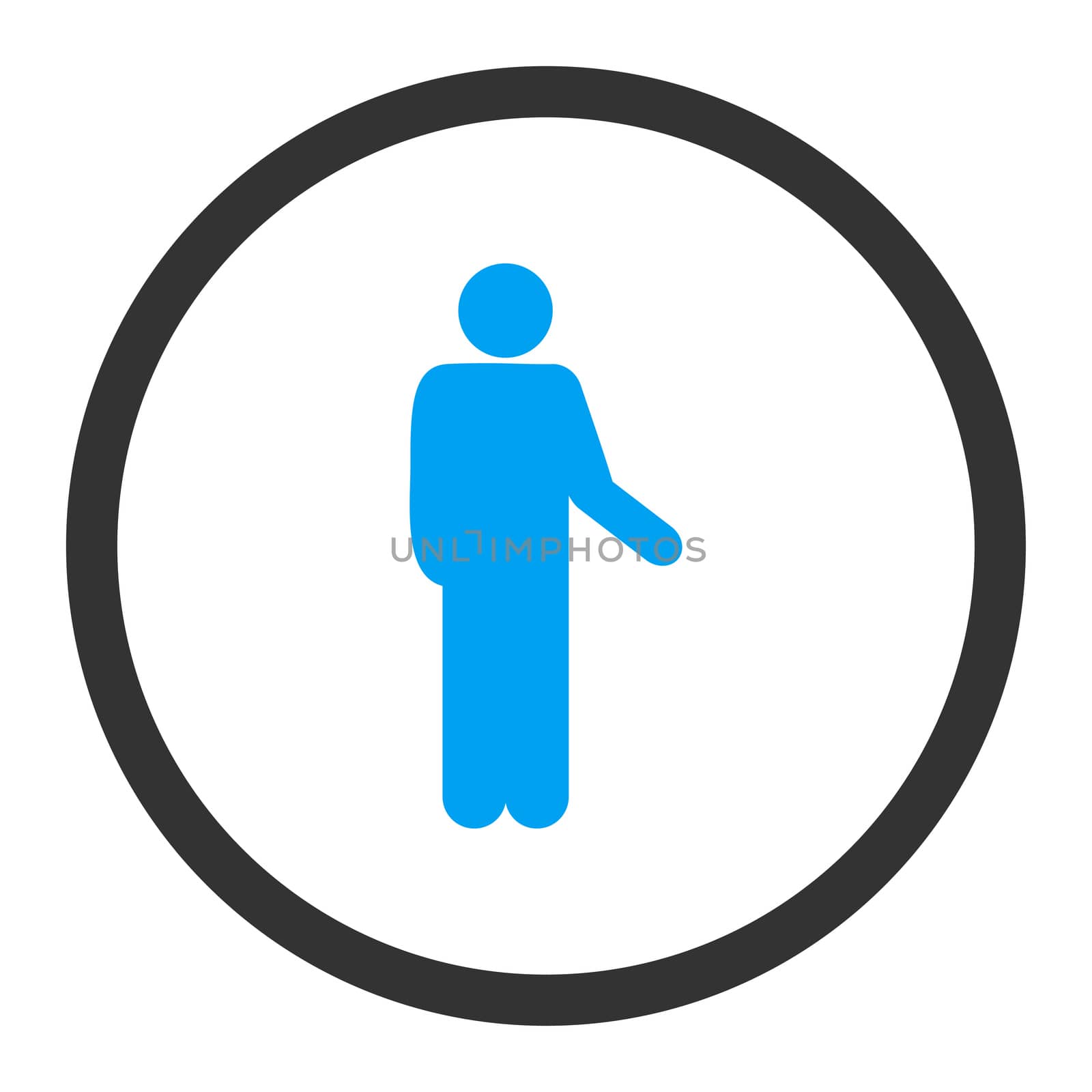 Relax glyph icon. This rounded flat symbol is drawn with blue and gray colors on a white background.