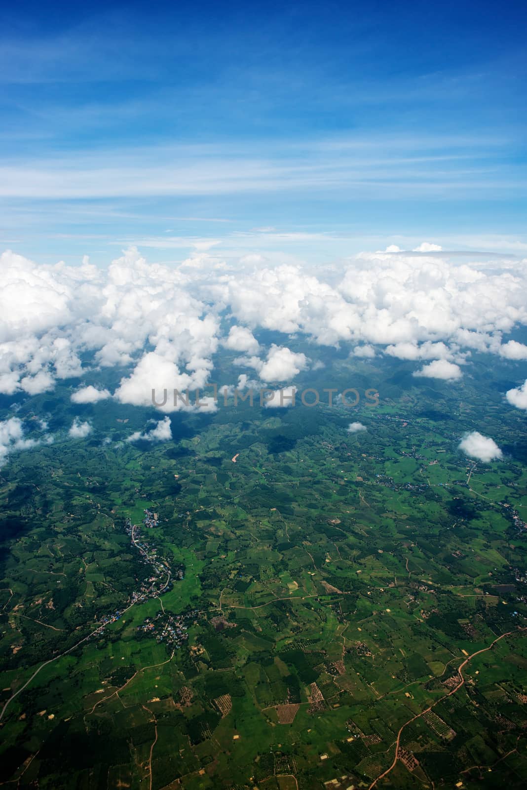 Cloudscape. Blue sky and white cloud. Sunny day. Cumulus cloud by Yuri2012