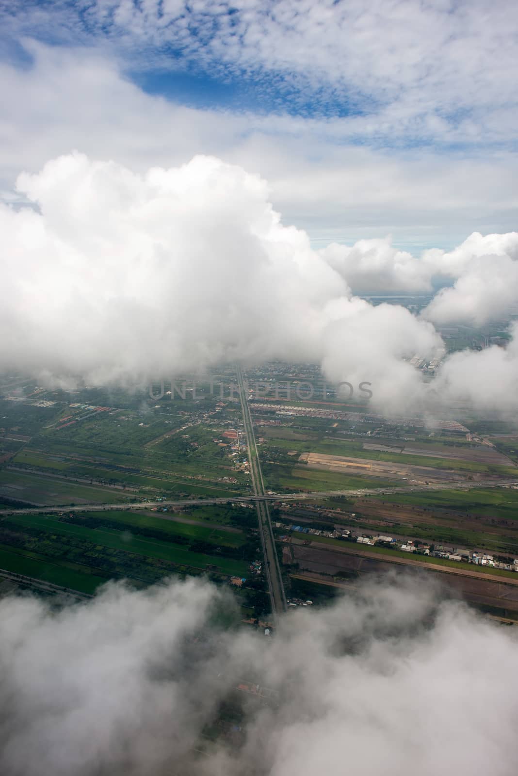 Cloudscape. Blue sky and white cloud. Sunny day. Cumulus cloud by Yuri2012