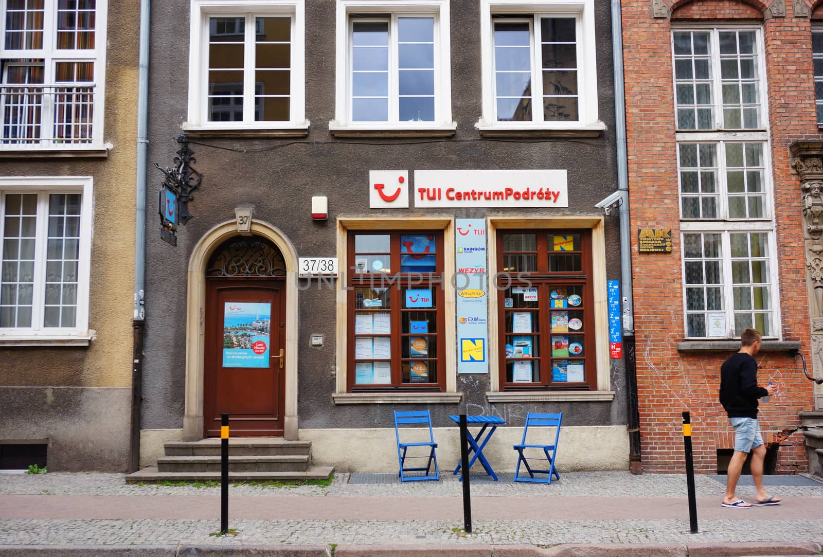 GDANSK, POLAND - JULY 29, 2015: Building front of a TUI travel agency
