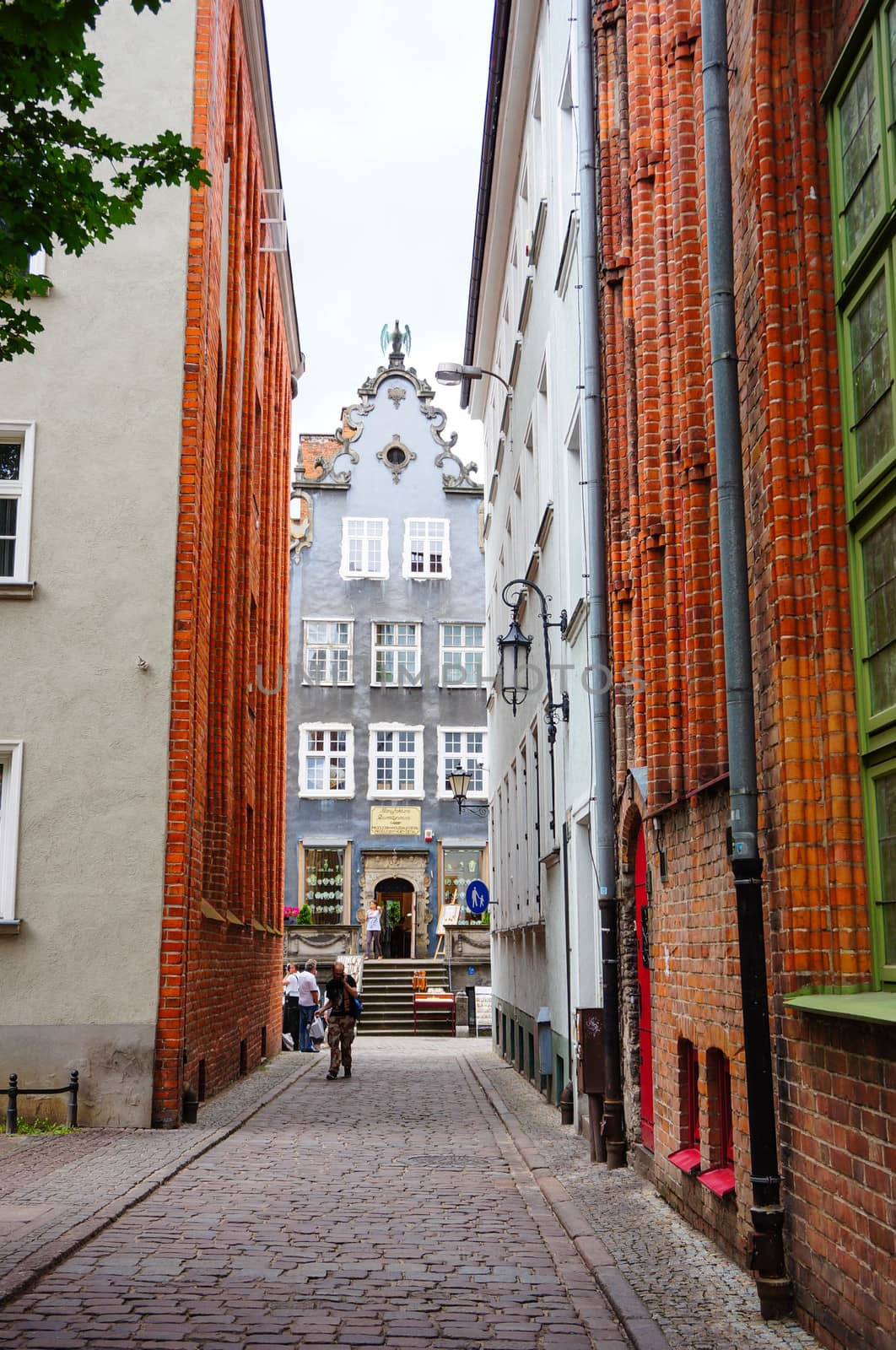 GDANSK, POLAND - JULY 29, 2015: Small inner street at the city center