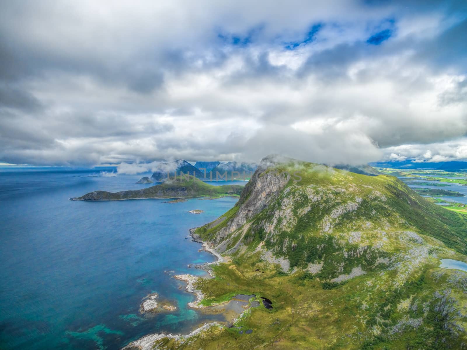 Picturesque aerial view of Lofoten islands in Norway
