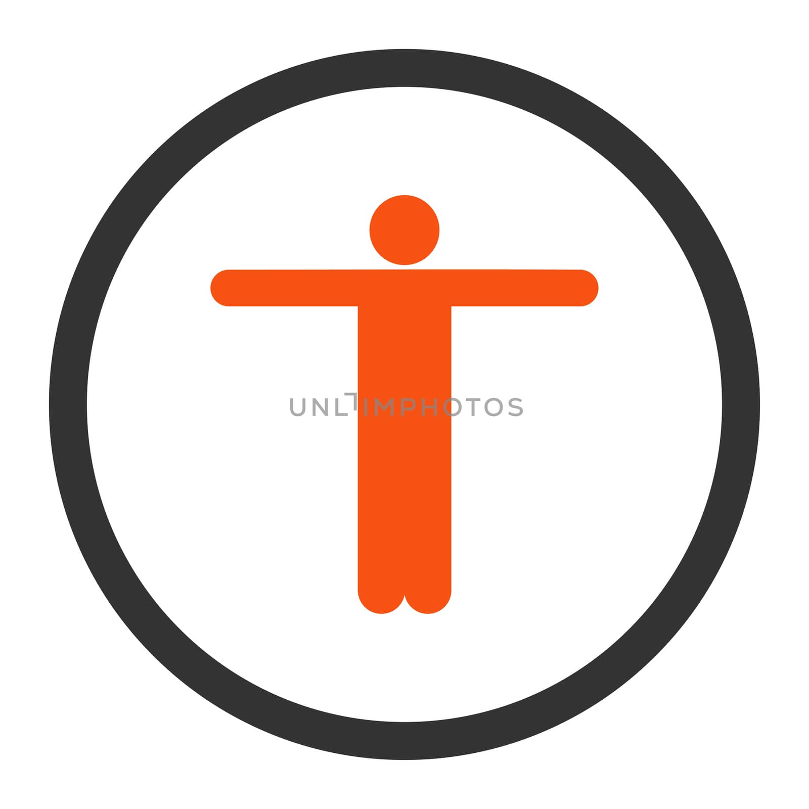 Scarecrow glyph icon. This rounded flat symbol is drawn with orange and gray colors on a white background.