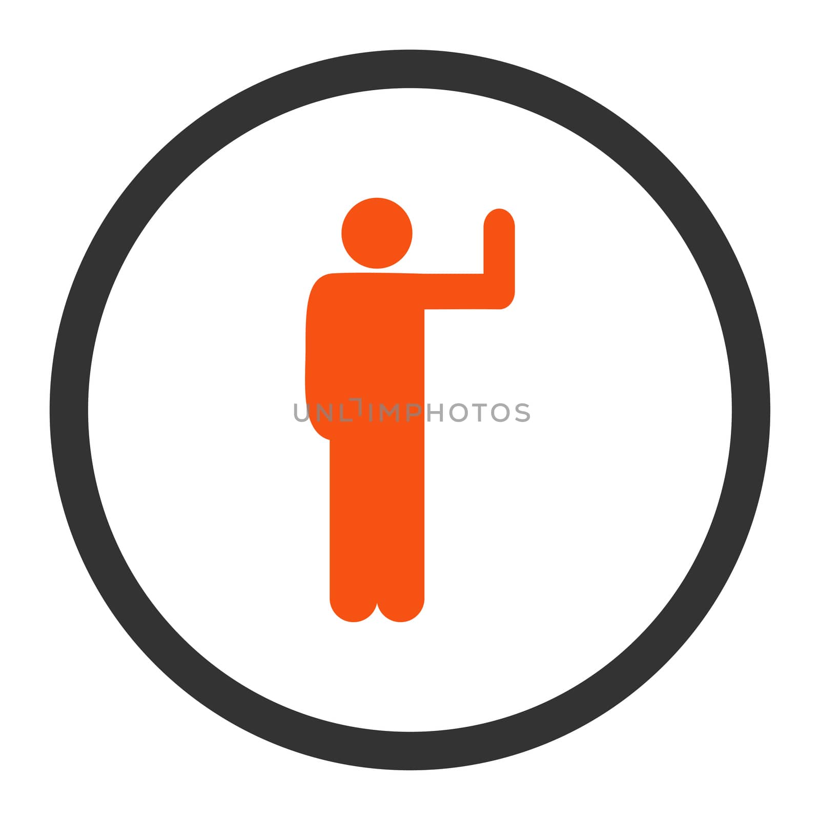 Vote glyph icon. This rounded flat symbol is drawn with orange and gray colors on a white background.