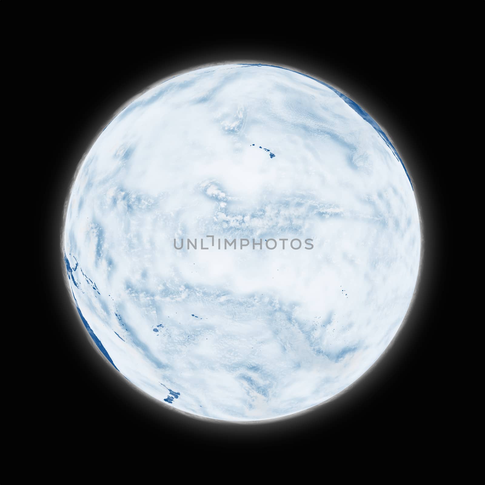 Pacific Ocean on blue planet Earth isolated on black background. Highly detailed planet surface. Elements of this image furnished by NASA.