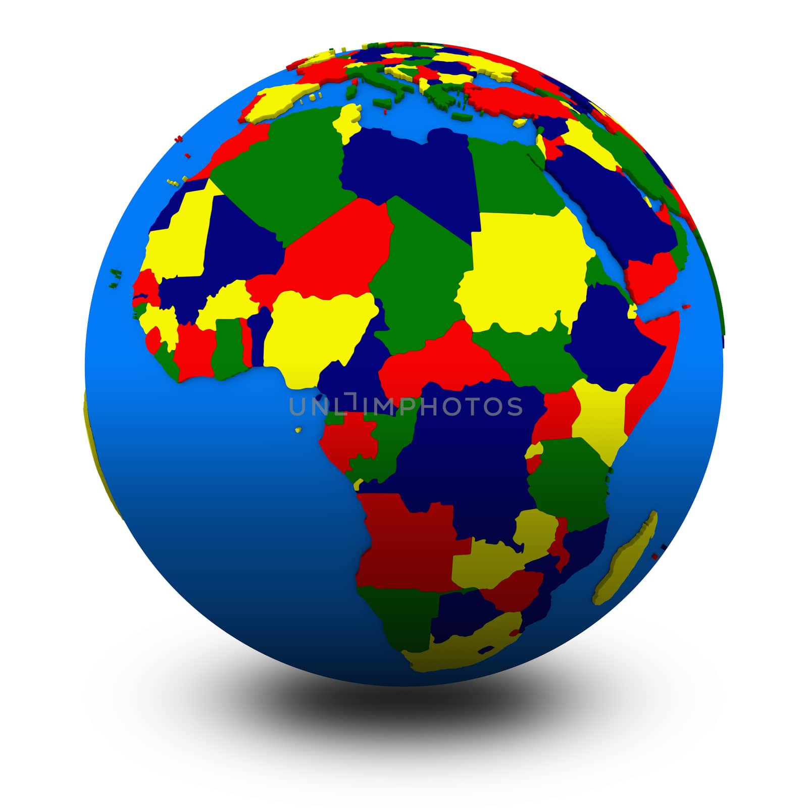 Africa on political globe illustration by Harvepino