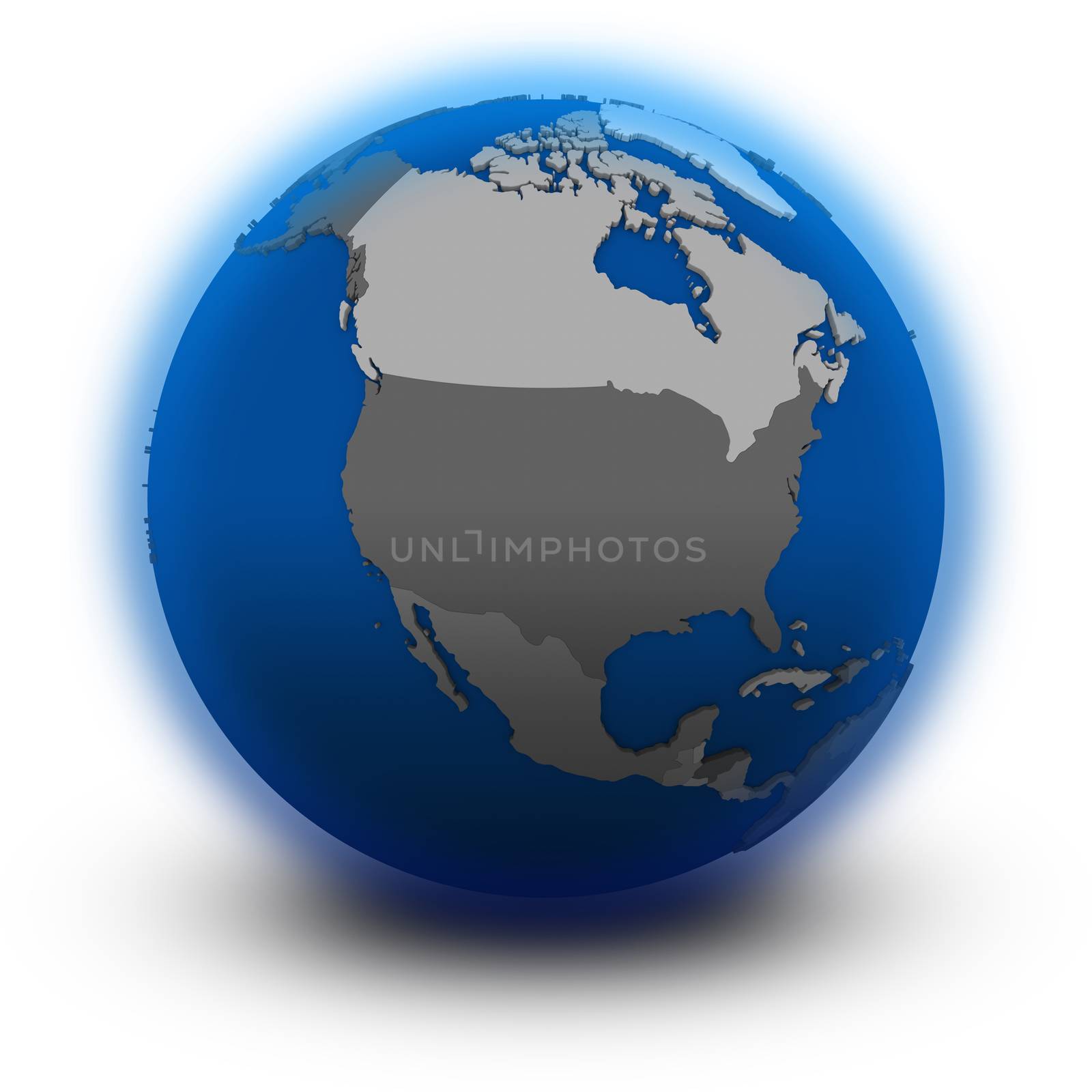 north America on political globe by Harvepino