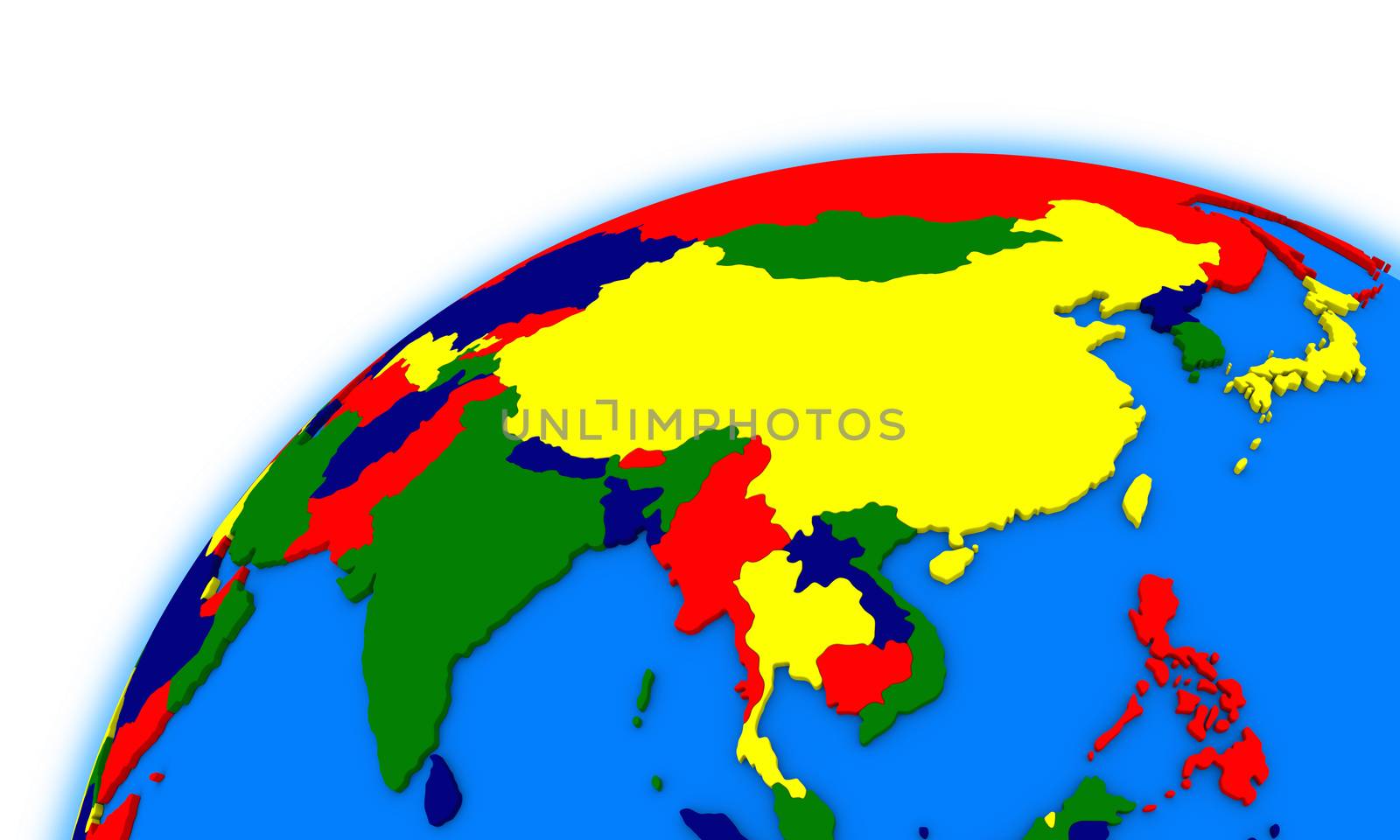 southeast Asia on globe, political map