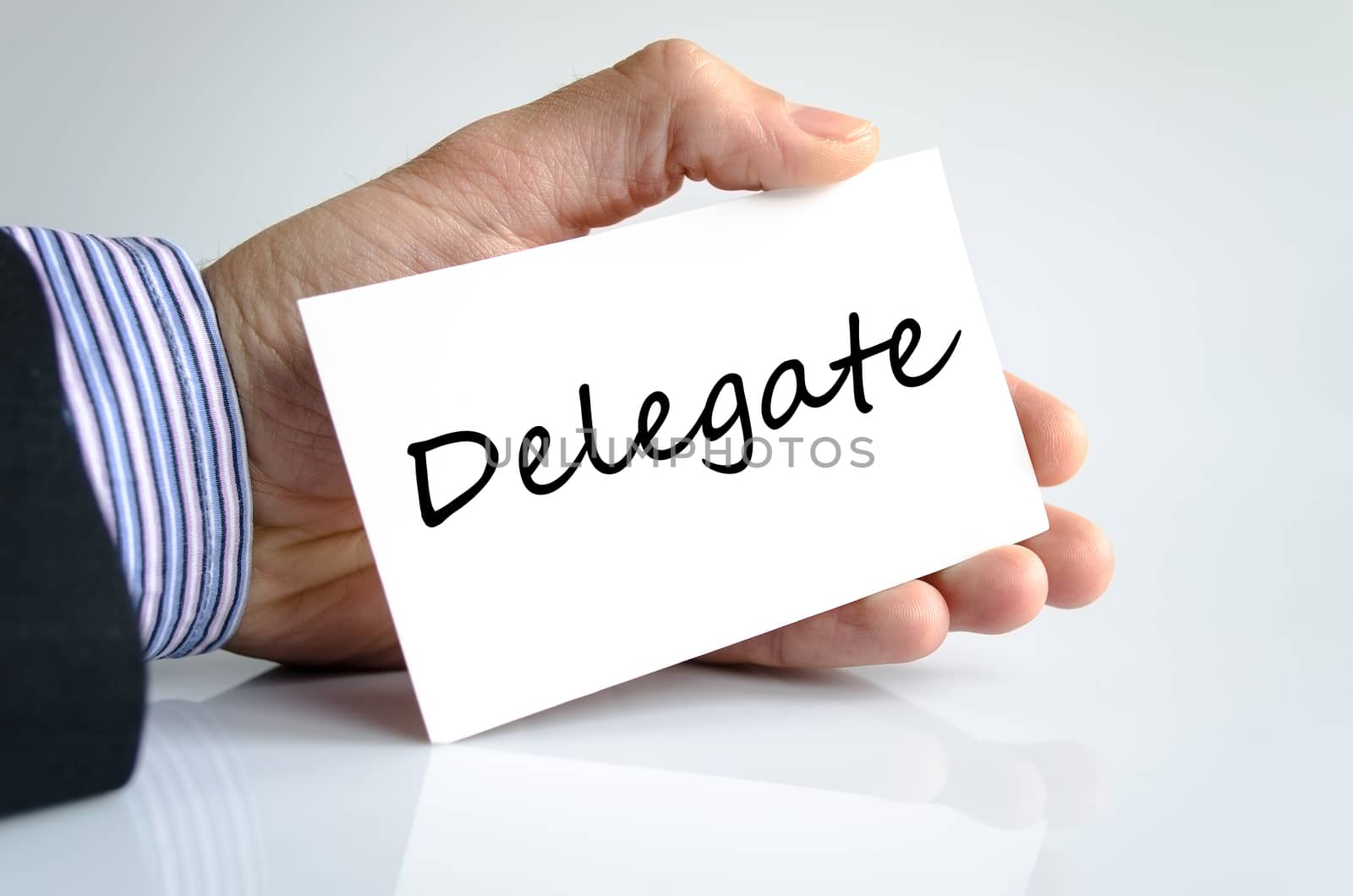 Delegate text concept isolated over white background