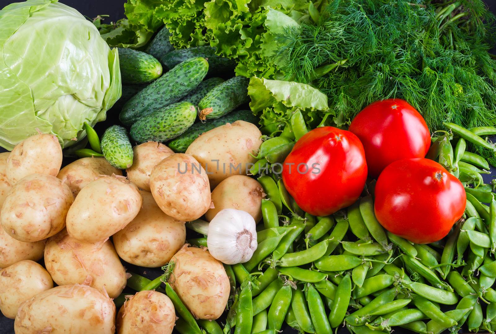 Harvest of rustic fresh, raw, healthy vegetables by iprachenko