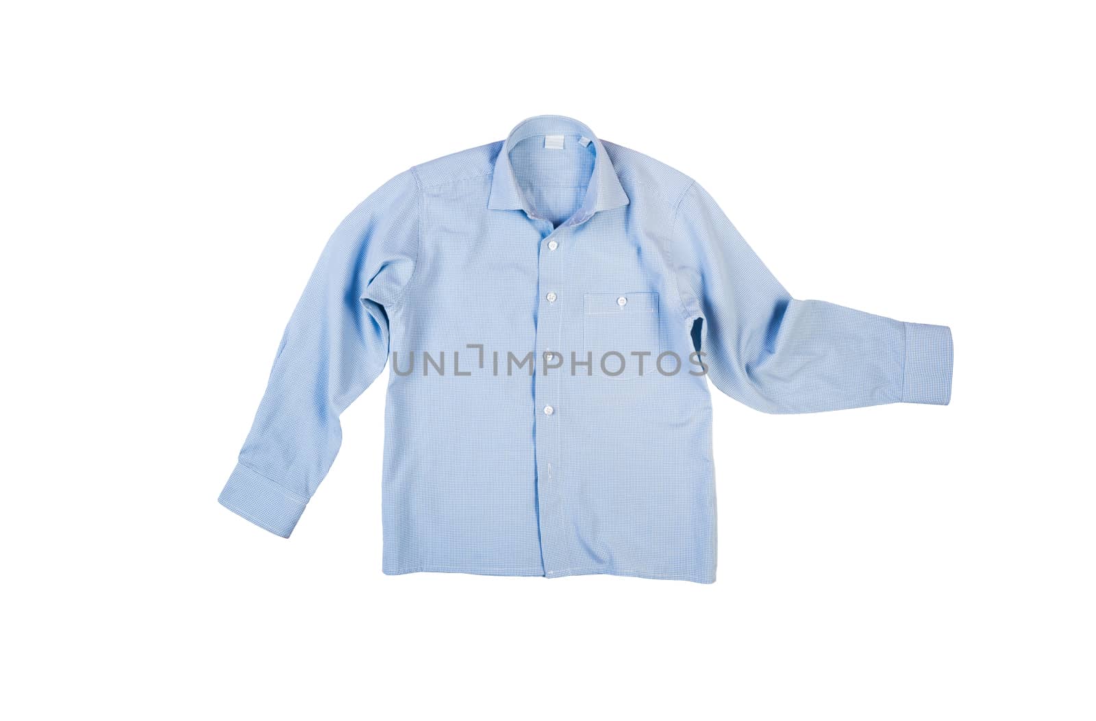  blue clean ironed men's shirts Isolated on white background