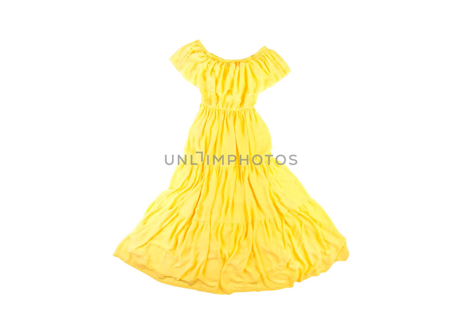 yellow chiffon long women dress by iprachenko