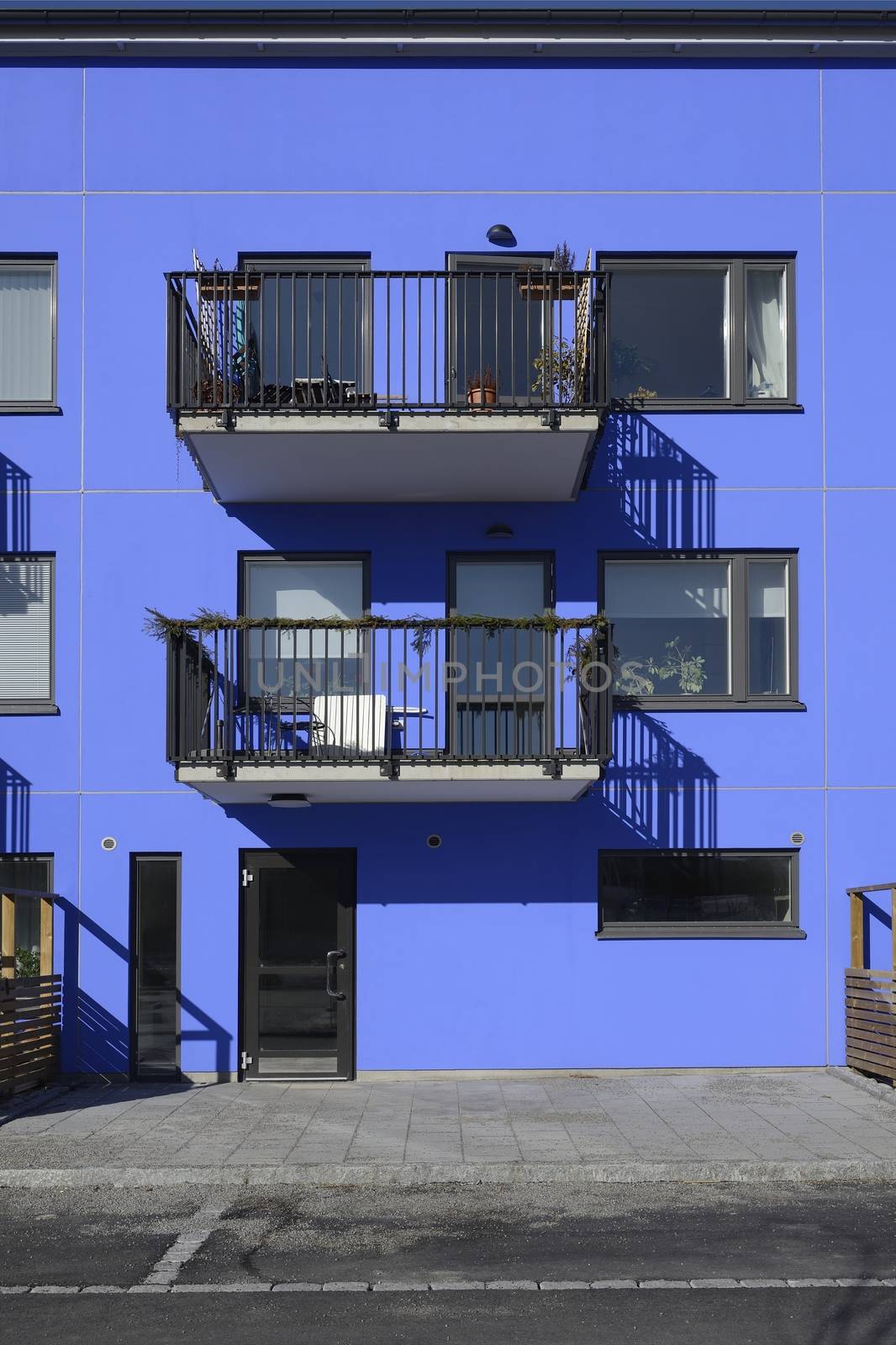 Modern apartment buildings in new neighborhood.