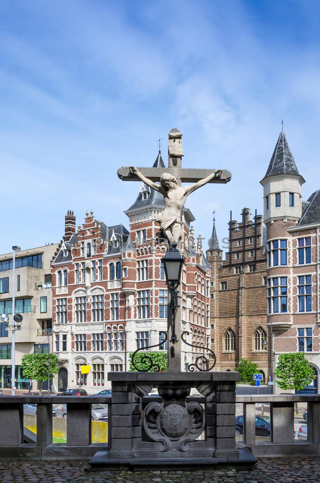 Crucifix located in the Het Steen Castle in Antwerp by siraanamwong