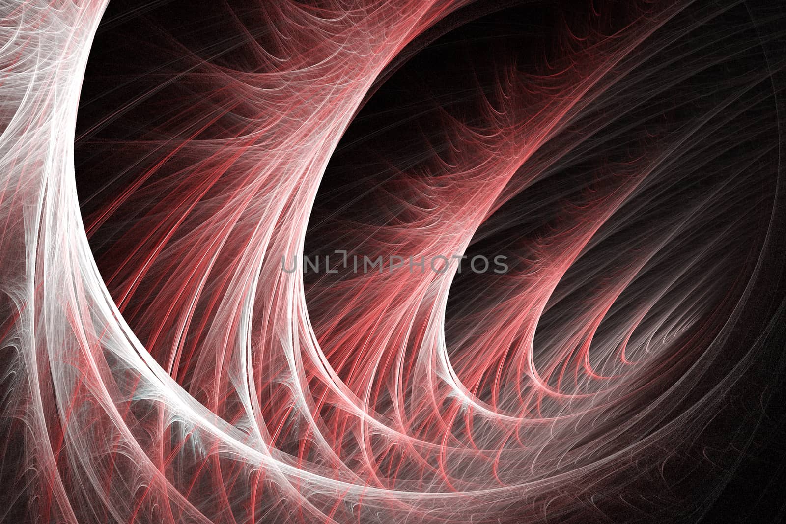 Fractal image on a black background are rendered colored line in the of a whirlwind.