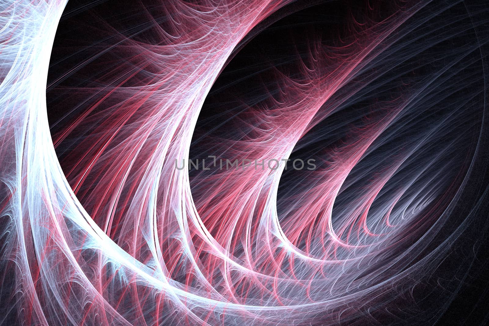 Fractal image on a black background are rendered colored line in the of a whirlwind.