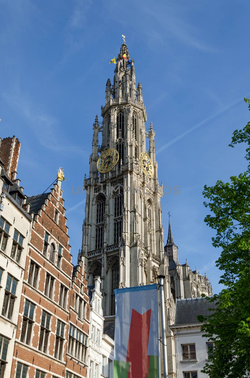 Tower of Cathedral of Our Lady in Antwerp, Belgium