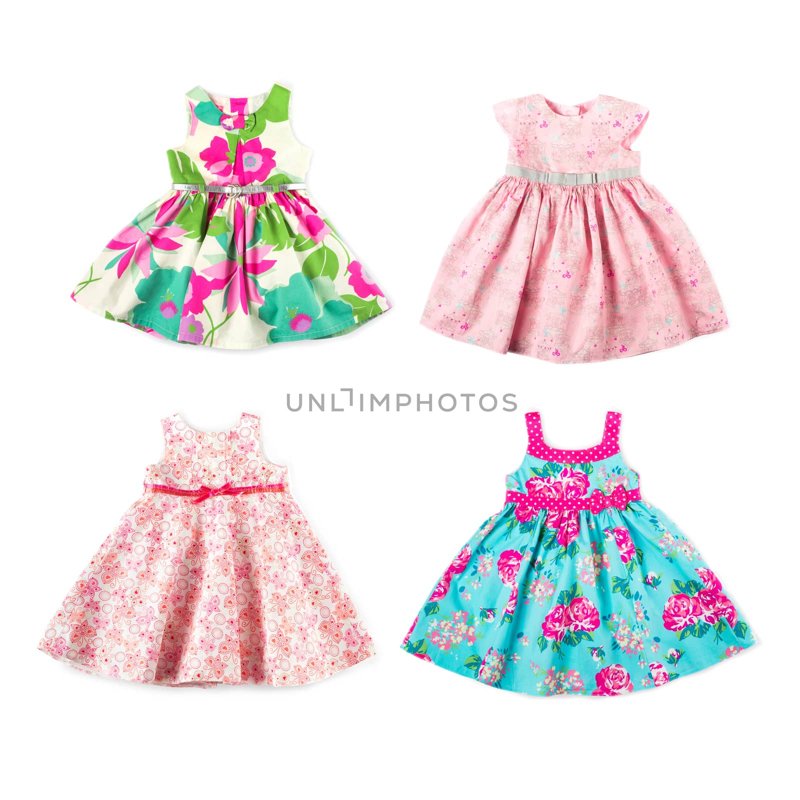 Set of baby girl dresses, isolated on white background by iprachenko