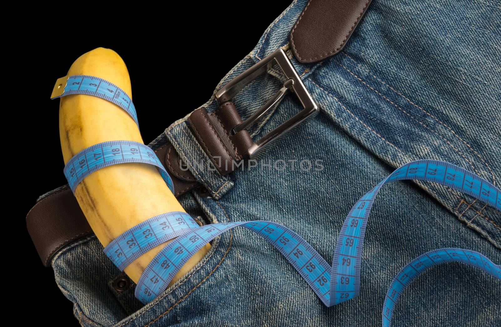 Big Banana like penis in men's jeans, centimeter by iprachenko