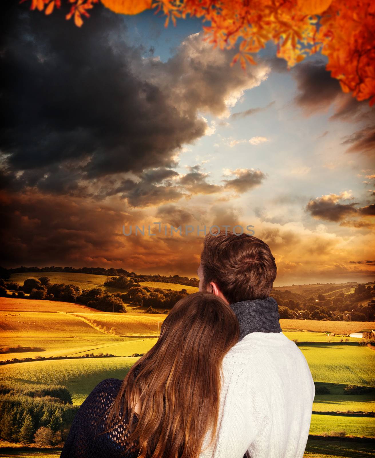 Composite image of close up rear view of romantic couple by Wavebreakmedia