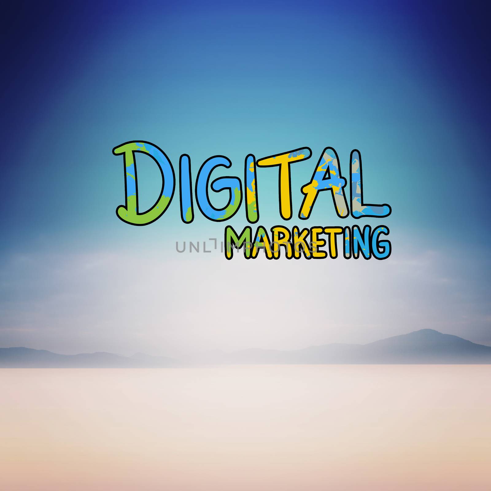 digital marketing against serene landscape