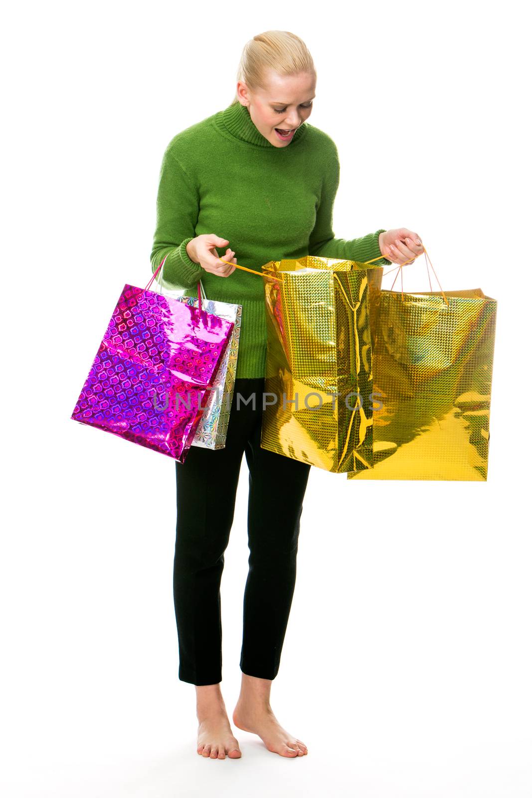 woman doing shopping for christmas
