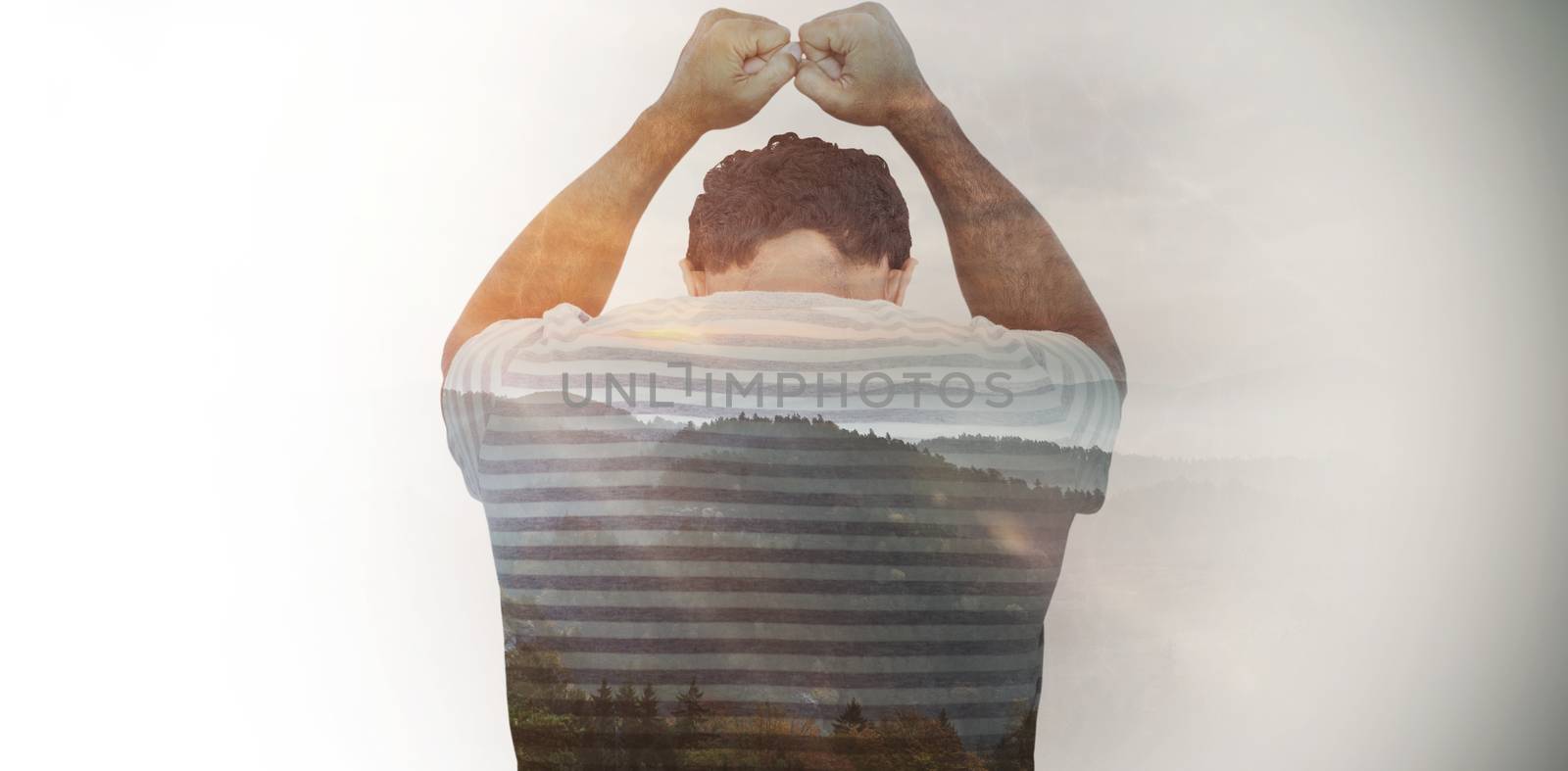 Composite image of upset man leaning on white background by Wavebreakmedia
