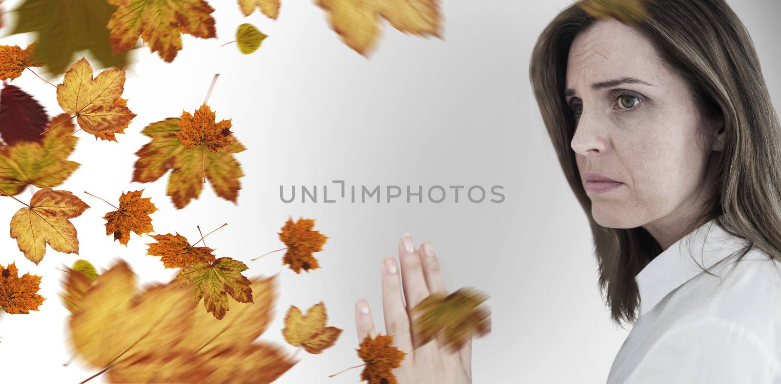 Composite image of depressed businesswoman looking away by Wavebreakmedia