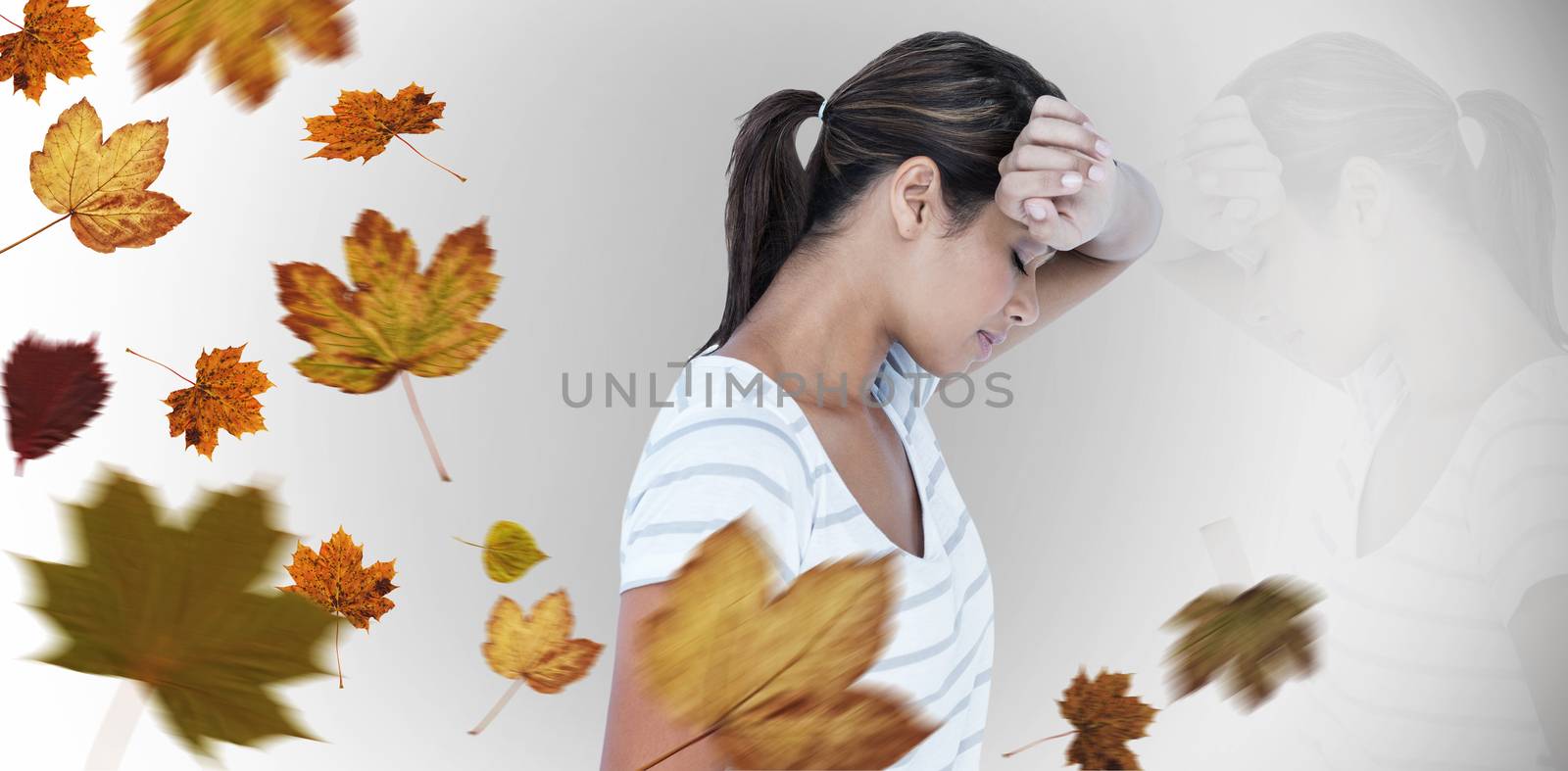 Composite image of side view of depressed woman by Wavebreakmedia