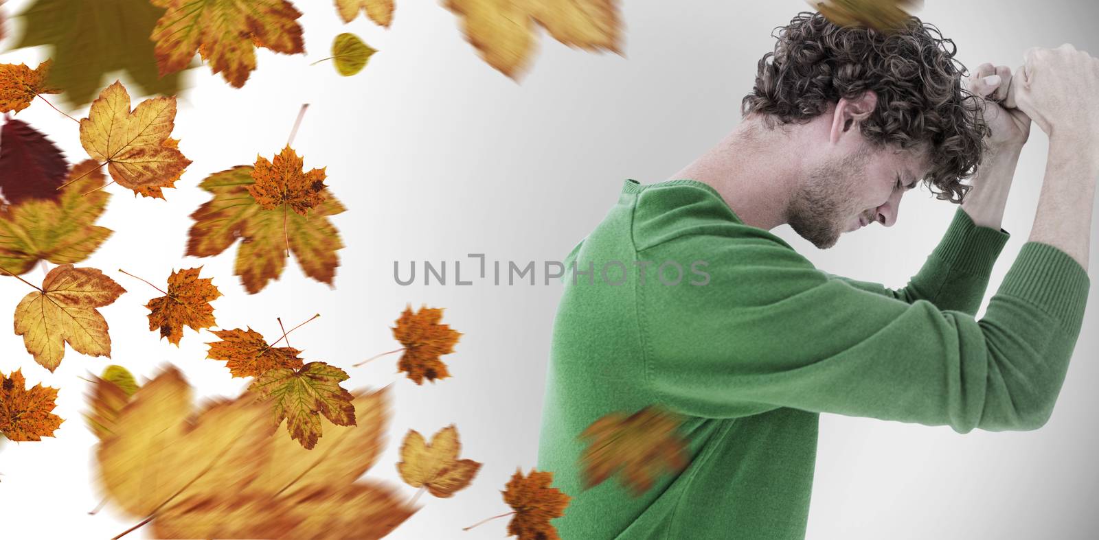 Composite image of depressed man over white background by Wavebreakmedia