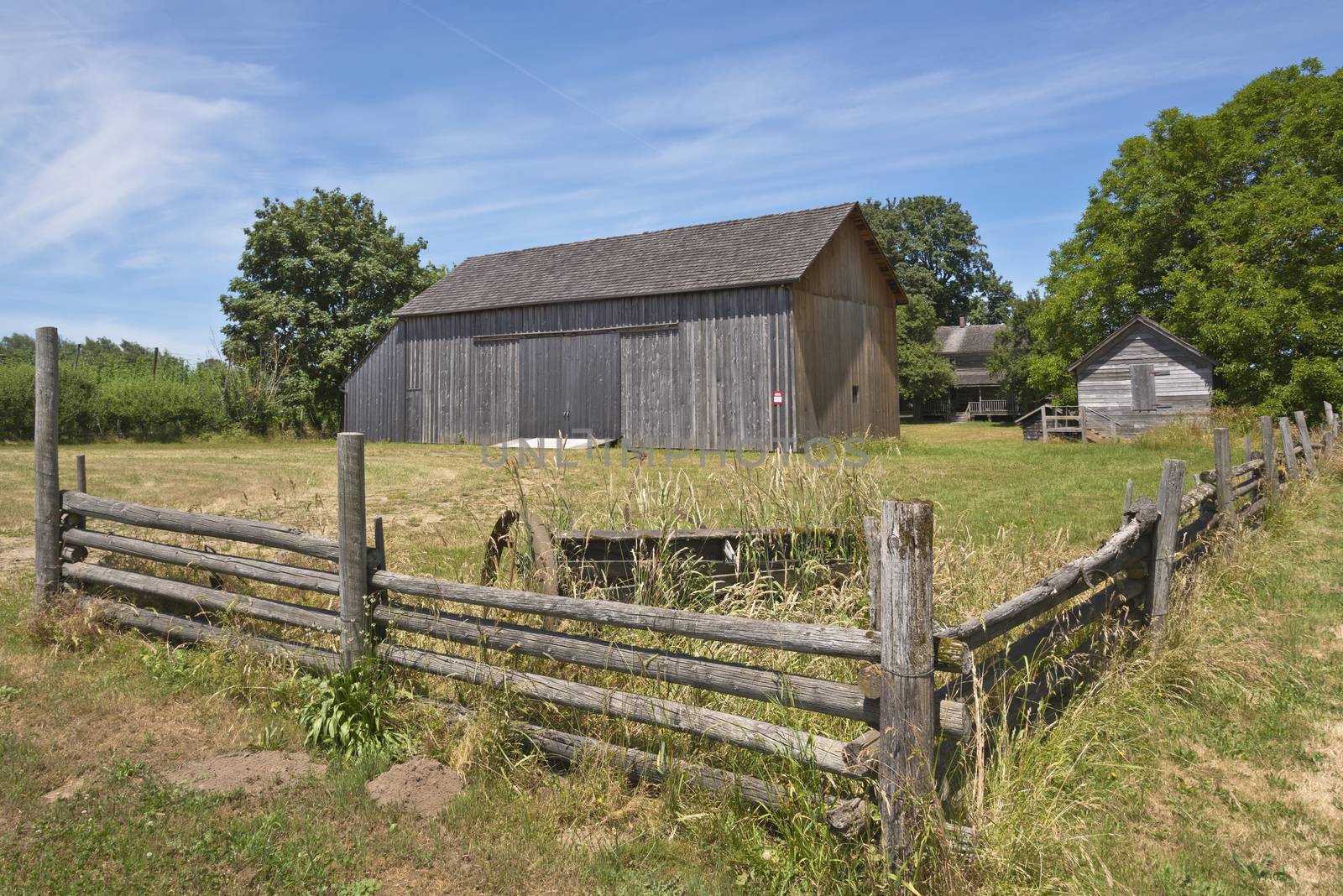 Old country barn and fence Oregon. by Rigucci