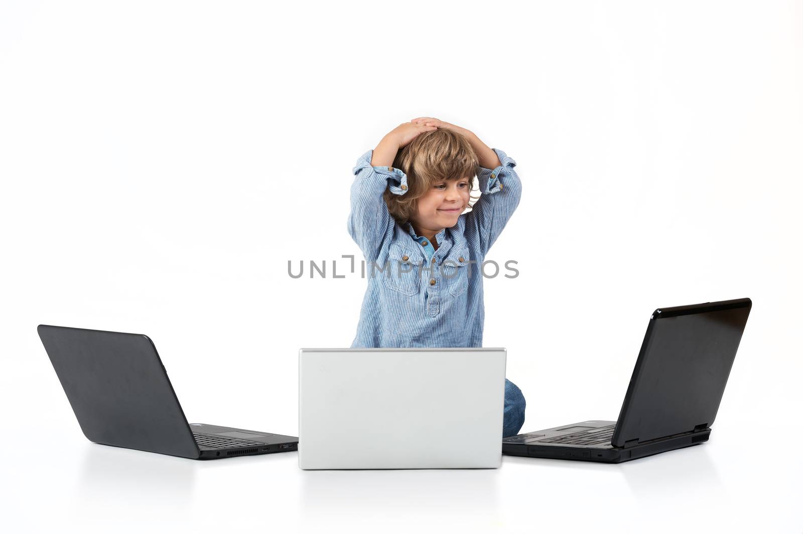 Boy with laptops by kaliantye