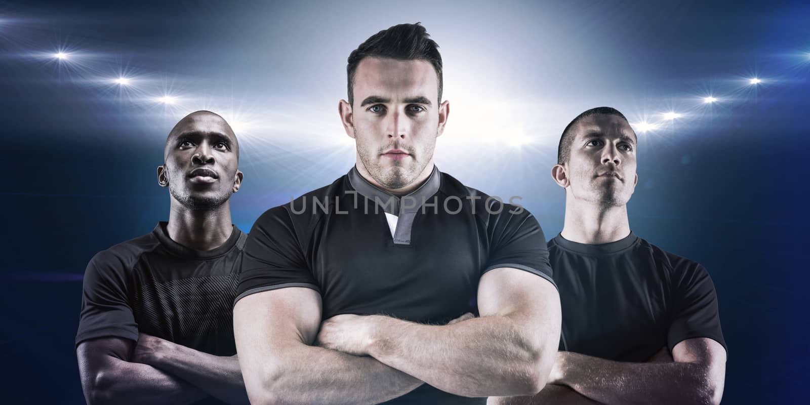 Composite image of tough rugby player looking at camera by Wavebreakmedia