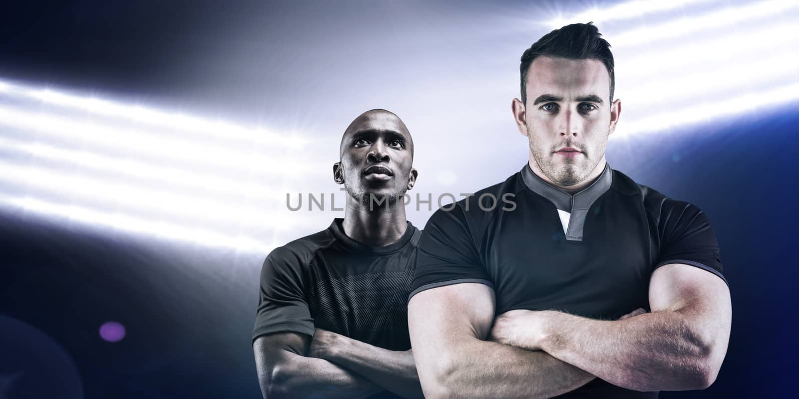 Composite image of tough rugby player looking at camera by Wavebreakmedia