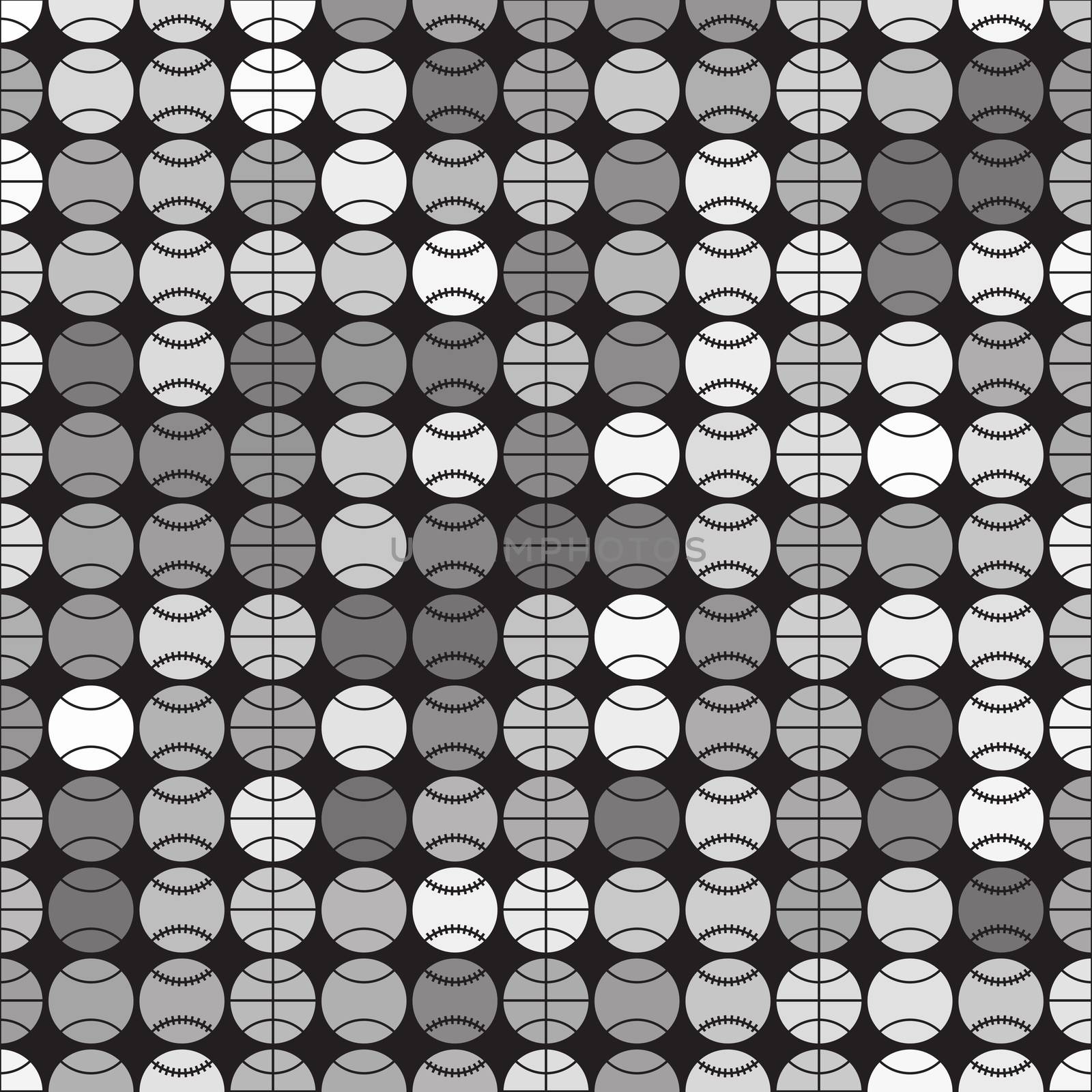 Black and white pattern with sport balls - abstract background