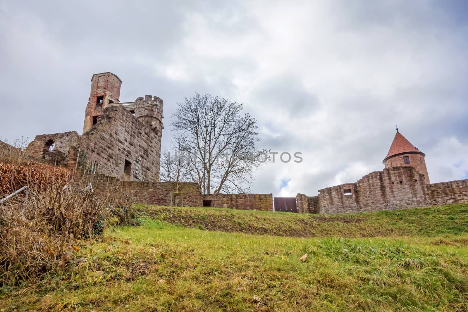 Fortress named Bergfeste Dilsberg - ruins on a hilltop overlooking the Neckar valley