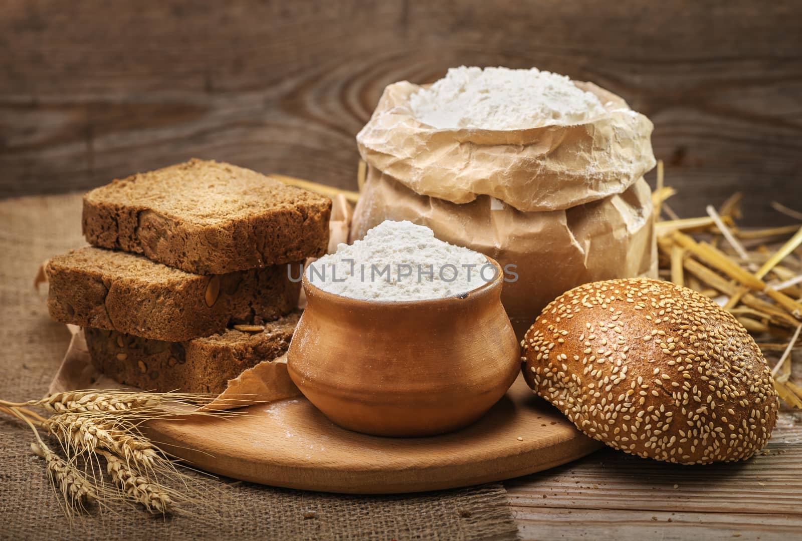 Wheat flour and bread by iprachenko