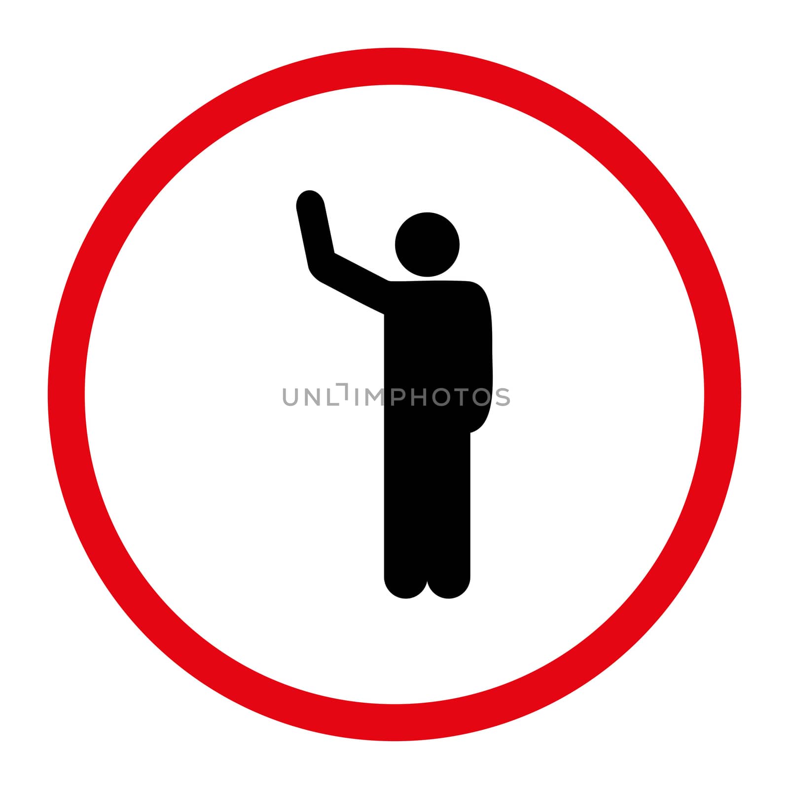 Hello icon. This rounded flat symbol is drawn with intensive red and black colors on a white background.