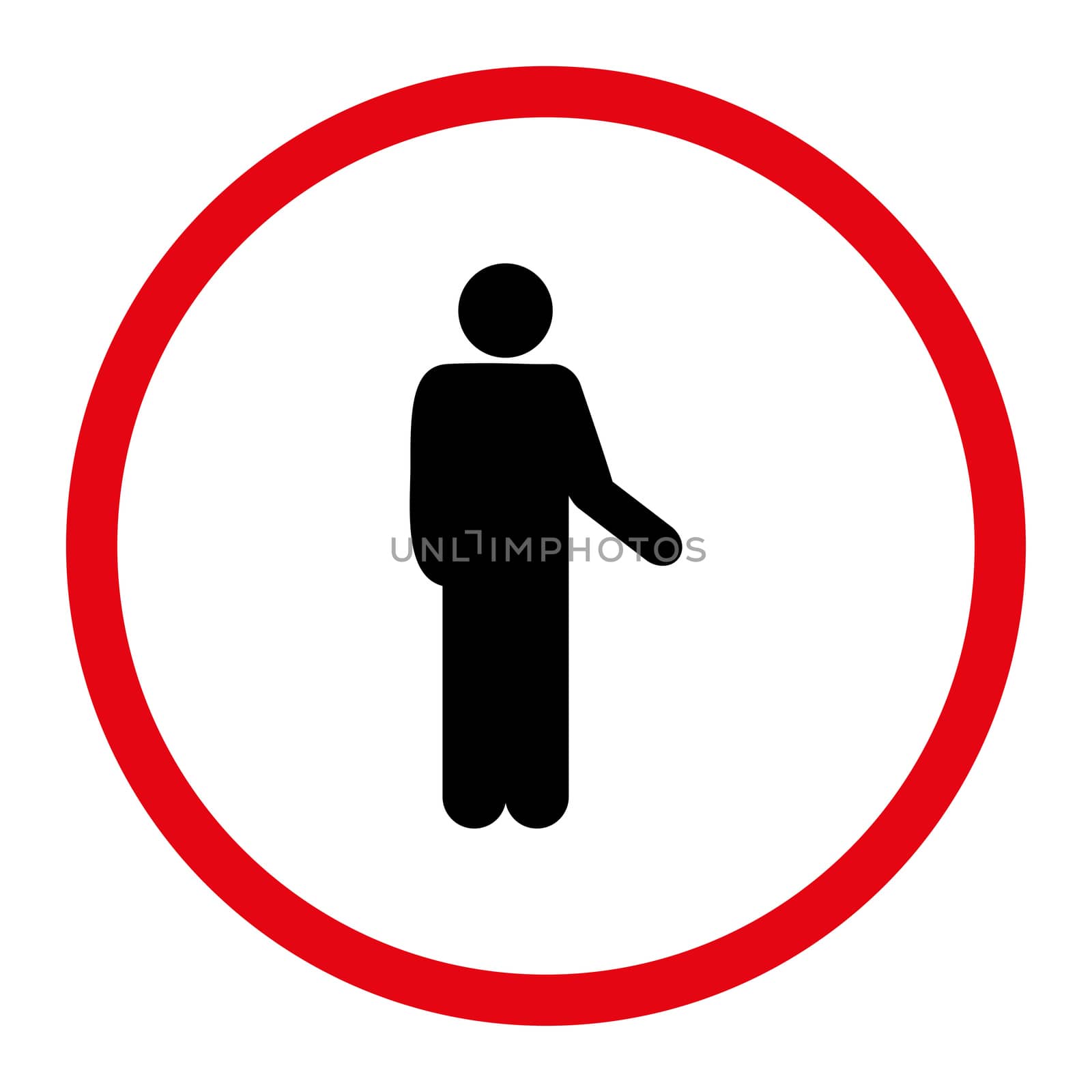 Relax icon. This rounded flat symbol is drawn with intensive red and black colors on a white background.