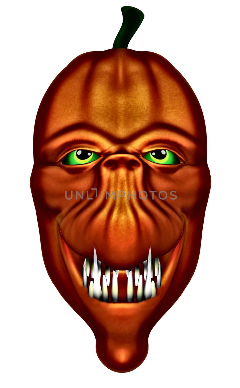 Halloween pumpkin isolated in white background - 3D render