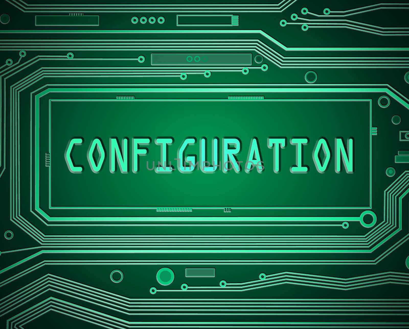 Abstract style illustration depicting printed circuit board components with a configuration concept.