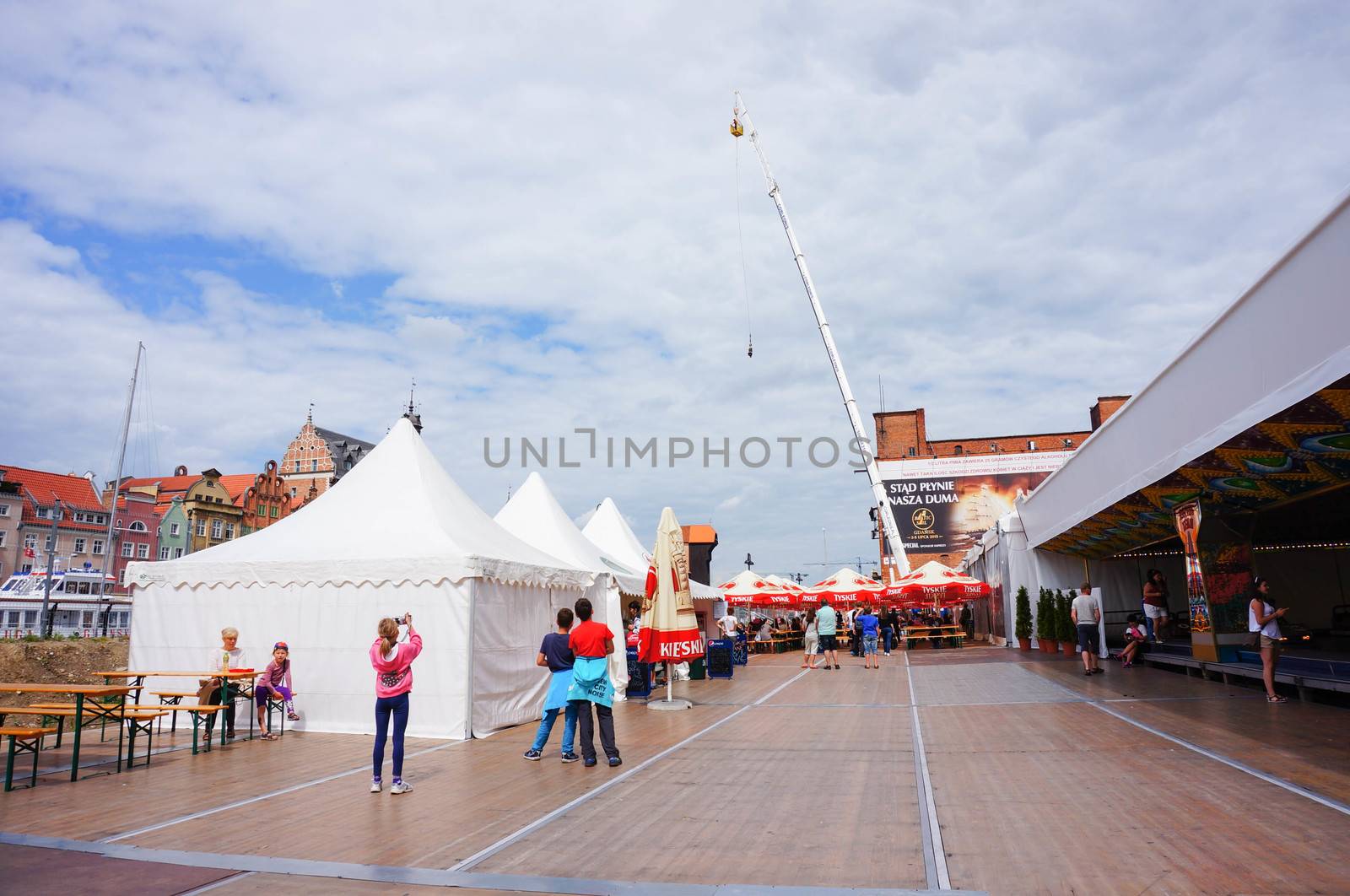 GDANSK, POLAND - JULY 29, 2015: Fair area with bump cars at the city center